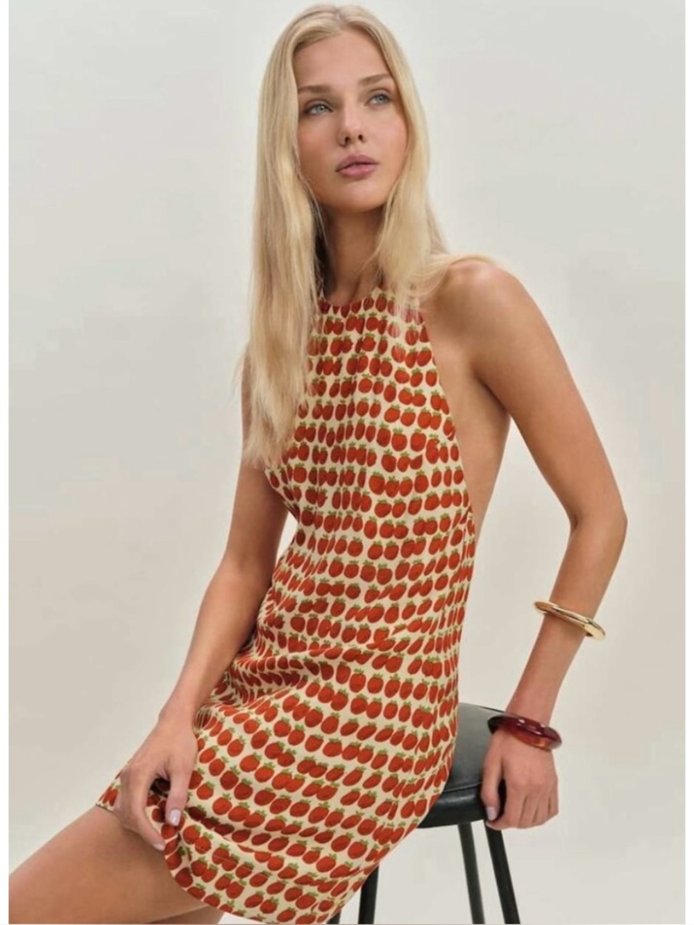 Reformation Avielle Halter Mini Dress 0 Tomato - Picture 3 of 16